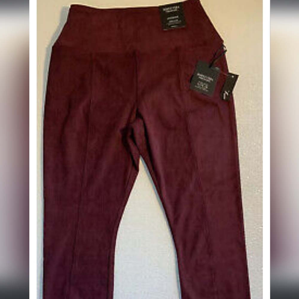 SIMPLY VERA Leggings, NWT, Burgundy, High Rise Faux Suede Shaping Legging, Large